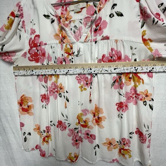 Loft Plus Women’s White Pink Yellow Floral Blouse 3/4 Sleeve - Size 18 - Picture 8 of 11